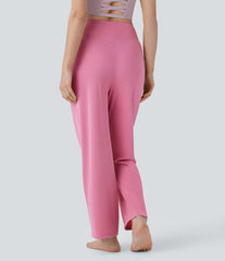Mid Rise Pocket Straight Leg Waffle Yoga Pants