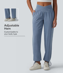 Halara Flex™ Mid Rise Crossover Drawstring Denim Casual Joggers with Pockets