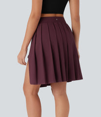 Breezeful™ High Waisted Pleated 2-in-1 Adjustable Buckle Quick Dry Casual Skirt with Pocket-Longer Length