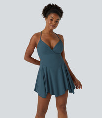 Lace Up 2-in-1 Pocket Mini Slip Casual Dress