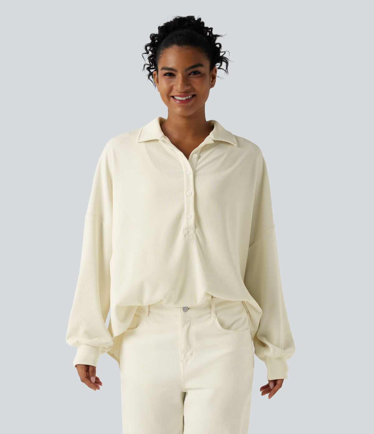 Ribbed Long Sleeve Casual Sweatshirt