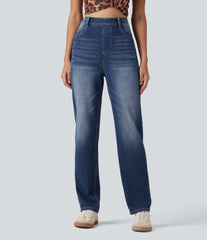 Halara Flex™ High Waisted Straight Leg Washed Casual Jeans with Pockets