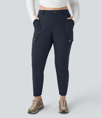DayStretch High Waisted Zipper Pockets Solid Slim Hiking Plus Size Cargo Pants