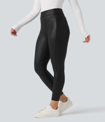 Halara Ultrasculpt™ Faux Leather Shine High Waisted Casual Leggings with Pockets