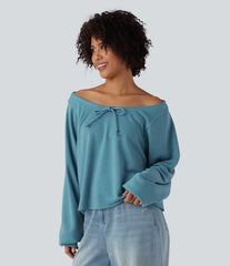 Off Shoulder Long Sleeve Casual Sweatshirt
