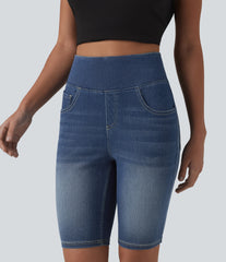 Halara Flex™ High Waisted Tummy Control Denim Casual Bermuda Shorts 9'' with Pockets