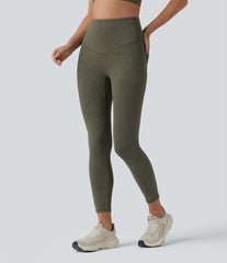 High Waisted Tummy Control Washed Workout Leggings with Pockets