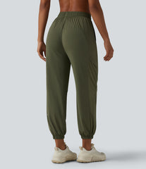 High Waisted Contrast Mesh InstantCool Workout Joggers with Pockets-UPF50+