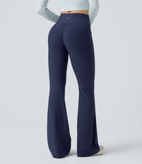 High Waisted Scrunch Fleece Yoga Flare Leggings with Pockets