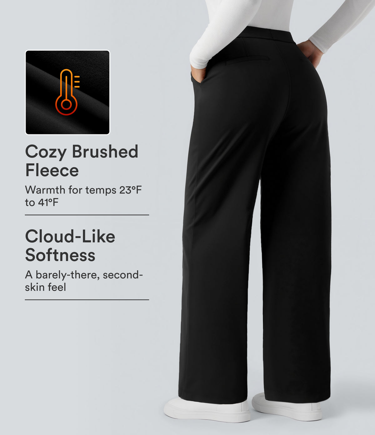 SoftlyZero™ Plush Thermal High Waisted Straight Leg Work Pants with Pockets
