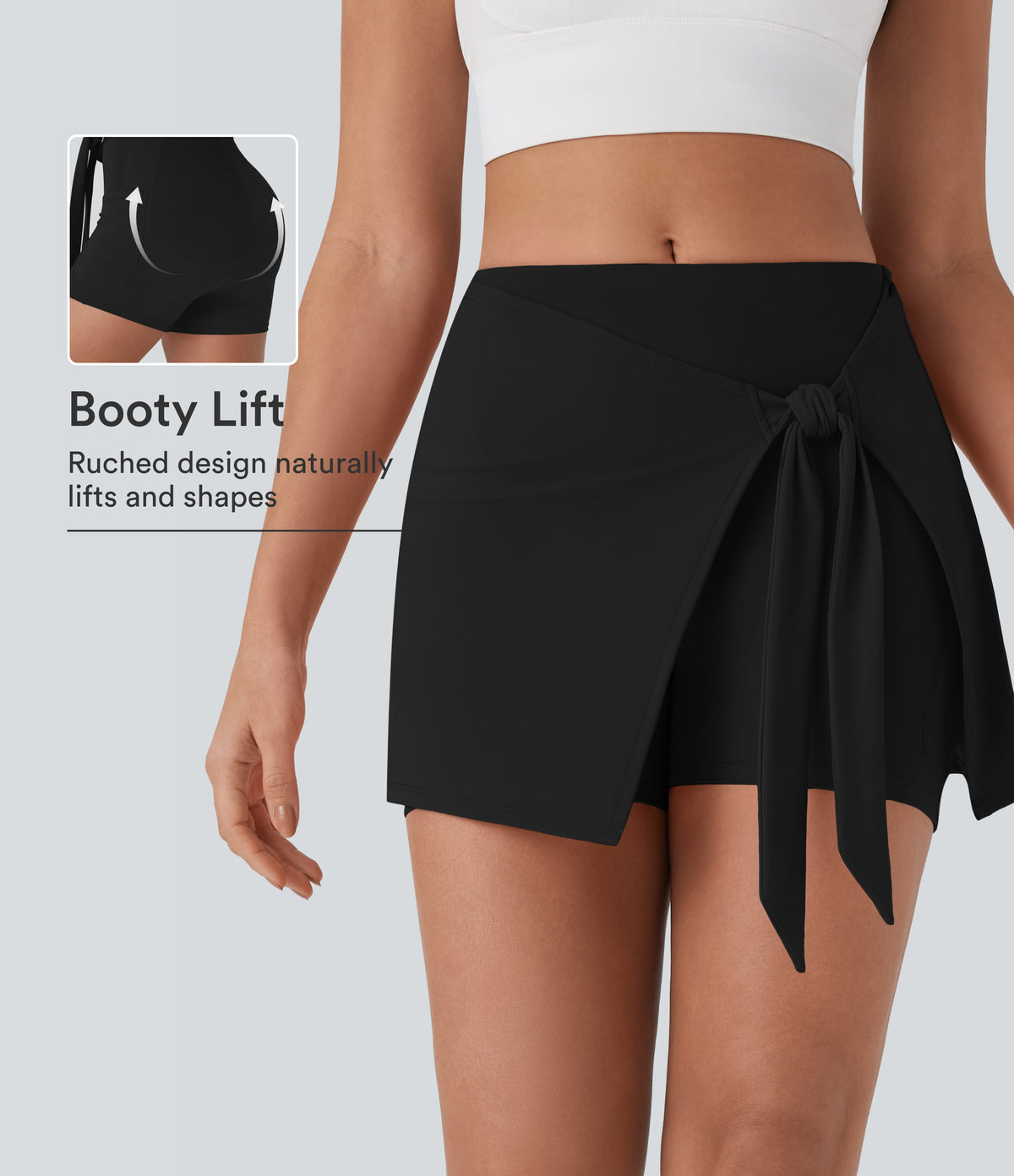 SoftlyZero™ QuickDry High Waisted Butt Lifting Tie Front 2-in-1 Mini Yoga Skirt with Pocket