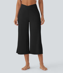 Crossover High Waisted Pockets InstantCool Yoga Capri Pants-UPF50+