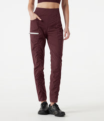 High-waisted Ruched Quick Dry Running Slim Pants with Pockets