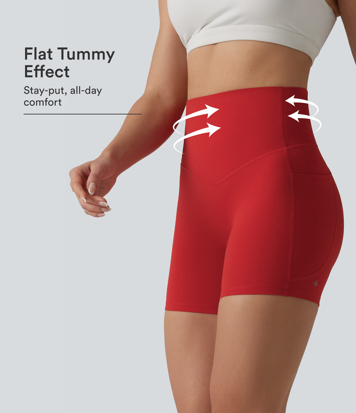 Halara UltraSculpt™ High Waisted Tummy Control Contrast Ribbed Yoga Biker Shorts 5'' with Pockets