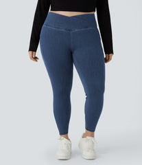 Halara Flex™ Crossover Pocket Washed Denim Work Plus Size Leggings