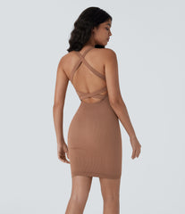 OneForm Seamless Flow U Neck Bodycon Mini Casual Dress