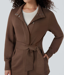 SpacerTek™ High-neck Long Sleeve Tie Work Coat with Pockets