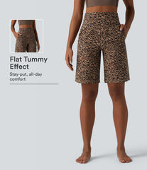 Halara UltraSculpt™ Leopard Print High Waisted Tummy Control Straight Leg Yoga Bermuda Shorts 10'' with Pockets