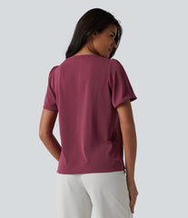 V Neck Short Sleeve Work Top