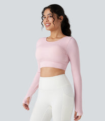 OneForm Seamless Flow Backless Long Sleeve Thumb Holes Yoga Sports Top