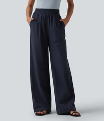 High Waisted Wide Leg Casual Pants with Pockets