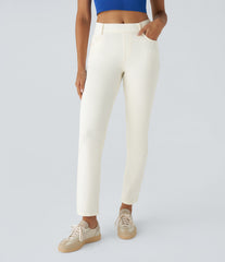 Halara Flex™ High Waisted Pockets Straight Leg Washed Casual Jeans