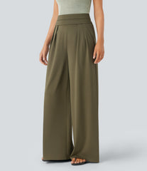 Super High Waisted Tummy Control Pocket Wide Leg Pants