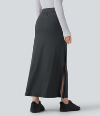 High Waisted A-Line Stripe Maxi Casual Skirt