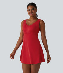 Halara UltraSculpt™ Push-Up 2-in-1 Mini Tennis Active Dress DD-F Cups with Pockets-Easy Peezy Edition