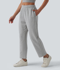 Mid Rise Inner Drawstring Tapered Casual Cotton Sweatpants with Pockets