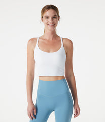 Scoop Neck Built-in Bra Crossover Hem Cropped Yoga Cami Top