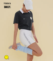 Halara X Smiley® Round Neck Short Sleeve Washed Casual Cotton T-Shirt