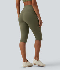 Halara UltraSculpt™ High Waisted Tummy Control Split Hem Pedal Pusher Slim Yoga Leggings with Pockets