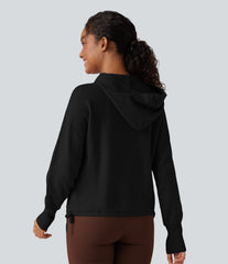 Hooded Long Sleeve Drawstring Casual Cardigan