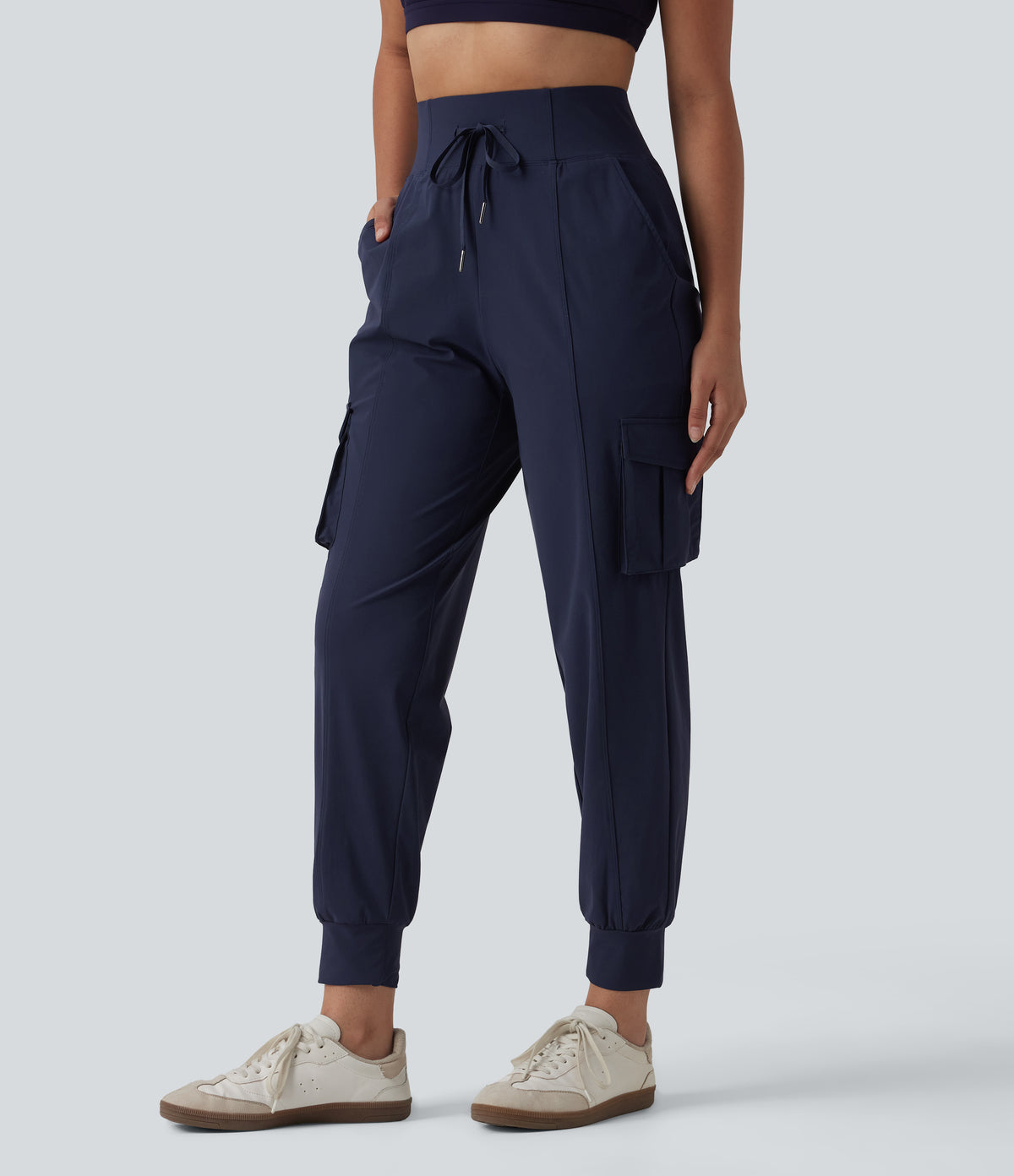 High Waisted Drawstring Quick Dry InstantCool Casual Cargo Joggers with Pockets-UPF40+