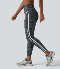 Halara UltraSculpt™ Leopard Print High Waisted Tummy Control Color Block Stripes Training 7/8 Leggings with Pockets