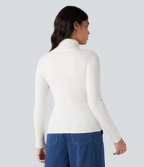 High Neck Long Sleeve Work Sweater