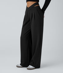 DayStretch V Shaped Mid Rise Cut Out Casual Baggy Pants with Pockets