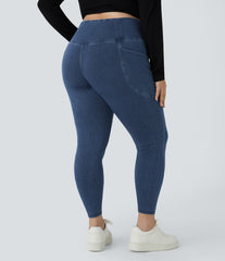 Halara Flex™ Crossover Pocket Washed Denim Work Plus Size Leggings