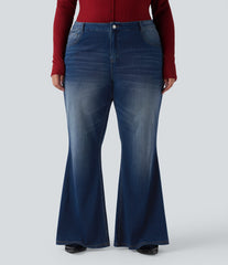Halara Flex™ Low Rise Flare Washed Casual Plus Size Jeans with Pockets