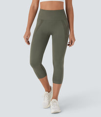OneForm Seamless Flow High Waisted Ruched Capri Yoga Leggings