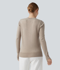Round Neck Long Sleeve Work Sweater