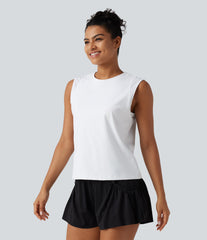 SoftlyZero™ Airy Round Neck Contrast Breathable Mesh InstantCool Running Tank Top-UPF50+