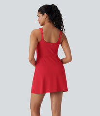 SoftlyZero™ Plush Push-Up Molded Cups Zipper 2-in-1 Yoga Active Dress with Pockets-Easy Peezy DD-F Cups