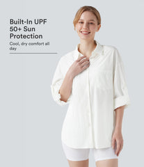 Roll-Up Long Sleeve Hiking Shirt with Pocket-UPF50+