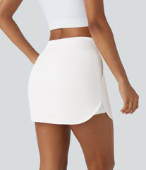 SoftlyZero™ QuickDry High Waisted Drawstring Pocket 2-in-1 Curved Hem Mini Golf Skirt-Golf Tee Pocket
