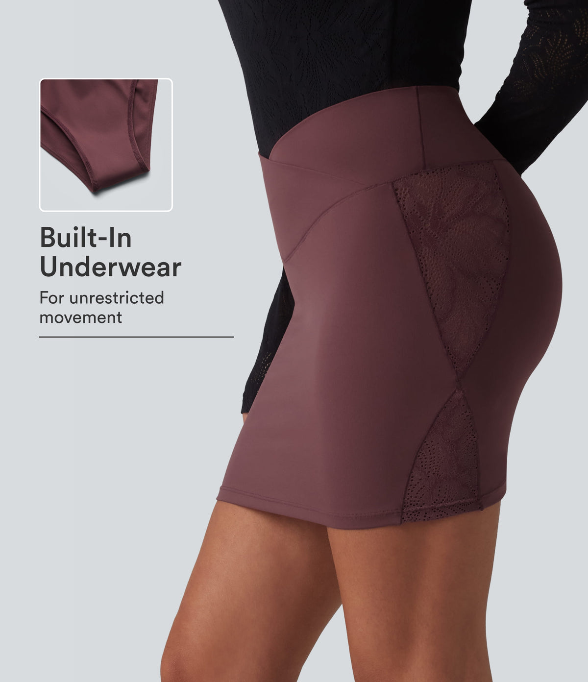 SoftlyZero™ Crossover High Waisted Contrast Lace Built-in Underwear Bodycon Mini Party Skirt