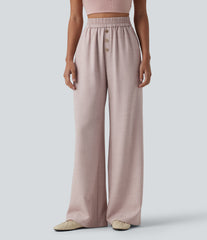 High Waisted Wide Leg Casual Pants with Pockets