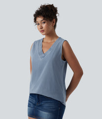 Halara Flex™ V Neck Denim Casual Tank Top