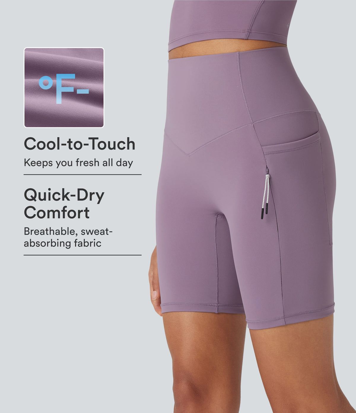Halara UltraSculpt™ Cool Quick Dry High Waisted Tummy Control Hiking Biker Shorts 7'' with Pockets-UPF 50+